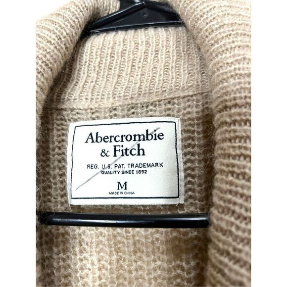 Abercrombie & Fitch Tan Shawl Neck Waterfall Front Sweater Cardigan Size M - Picture 7 of 9